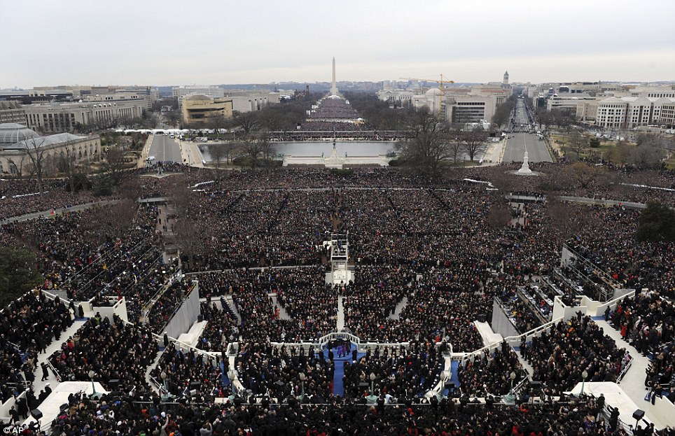 Pic of the National Mall from the steps of the U.S. Capitol building for the 2013 Inauguration ceremony